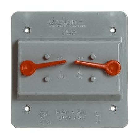 Abb Box Cover, Switch Box Type, 2 Gang, Polycarbonate, Two Toggle Switch Cover Type E9G2SSNR